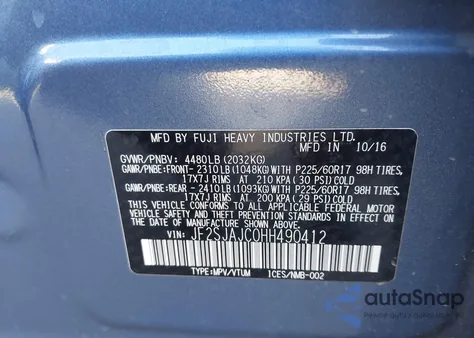 2017 Subaru Forester 2.5I Limited из США, поврежденный, VIN JF2SJAJC0HH490412